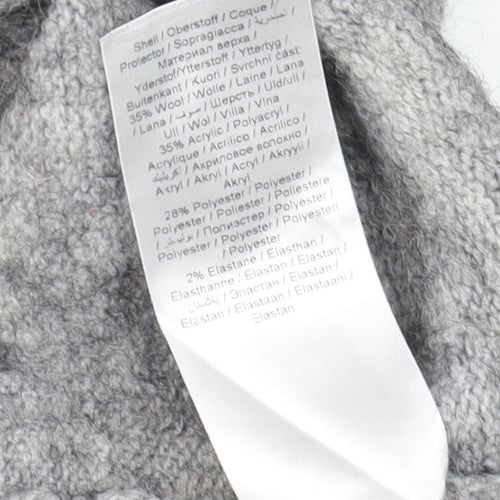 Fransa Womens Grey Mock Neck Wool Blend Pullover Jumper L