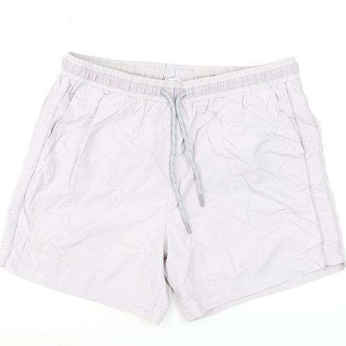 River Island Men’s Beige Swim Shorts L Elastic Waist Quick Dry