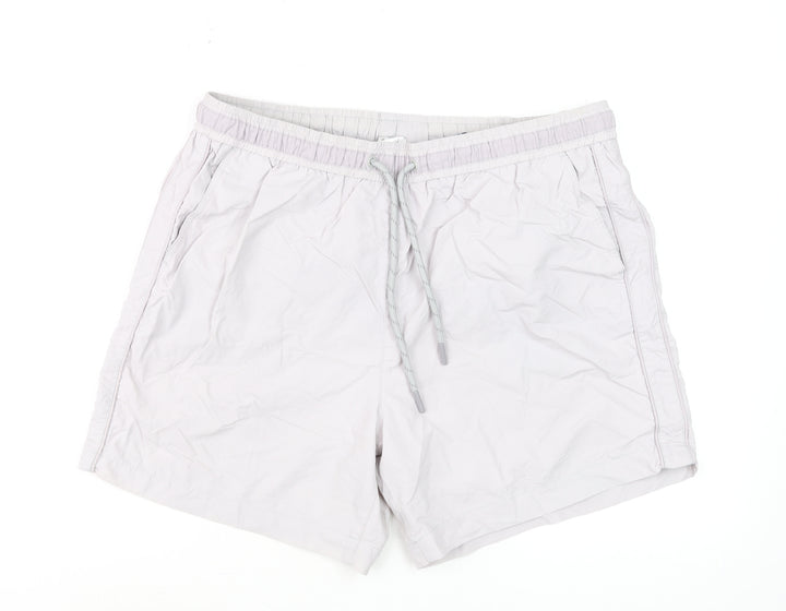 River Island Men’s Beige Swim Shorts L Elastic Waist Quick Dry