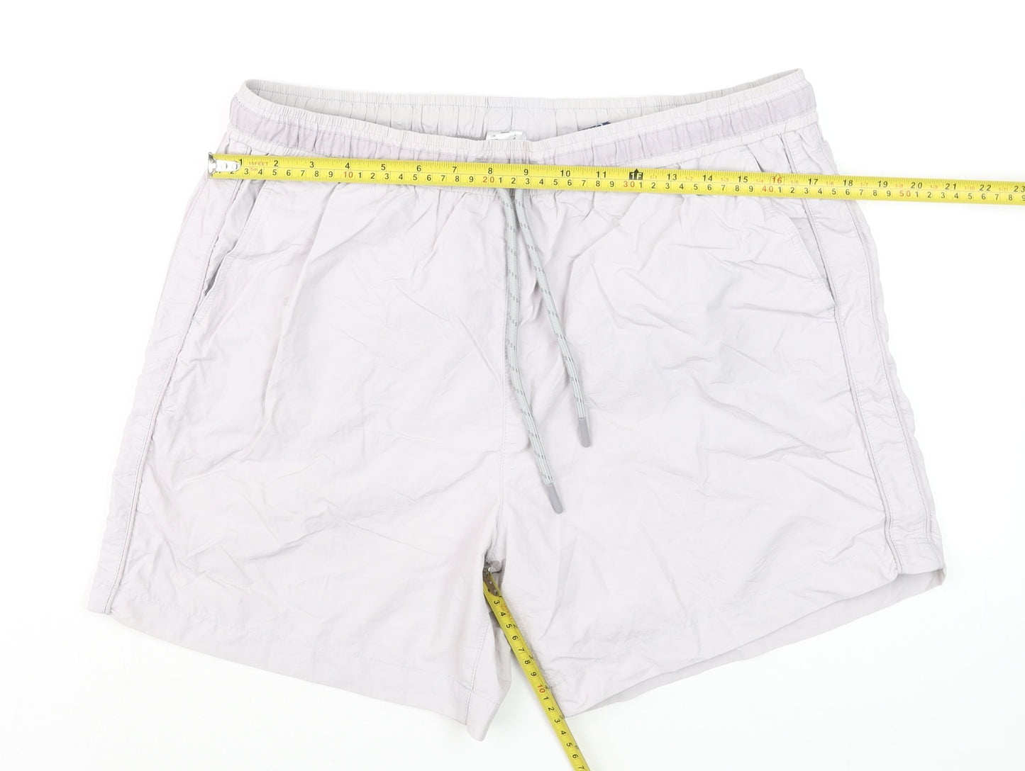 River Island Men’s Beige Swim Shorts L Elastic Waist Quick Dry