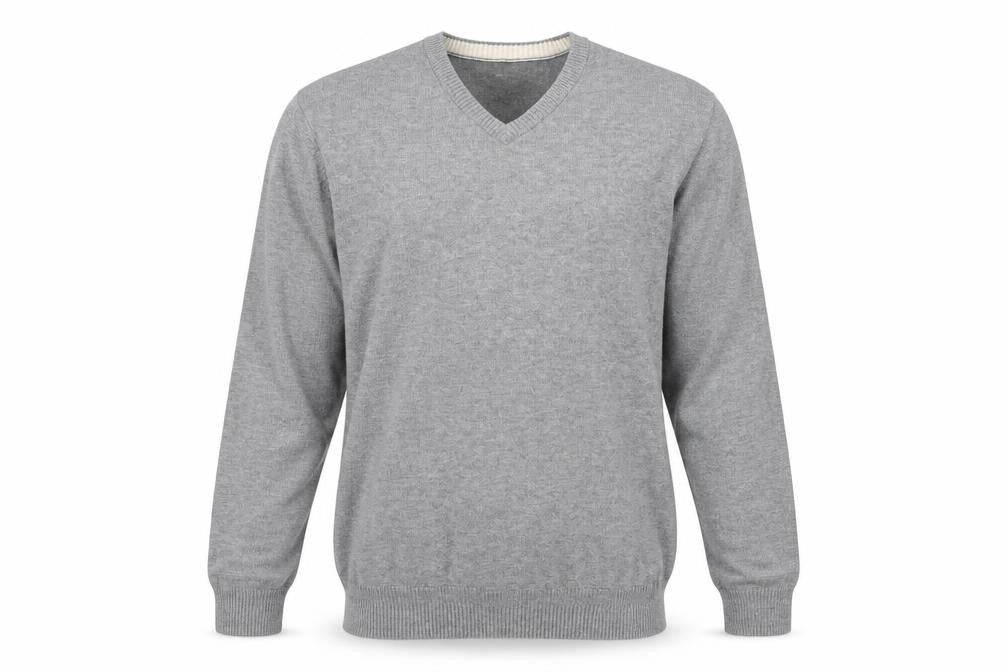 Front view of Levi's Men's Grey Slim Fit V-Neck Cotton Jumper, size S