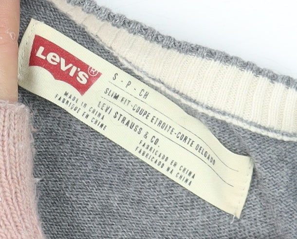 Levi's Men's Grey Slim Fit V-Neck Cotton Jumper Size S