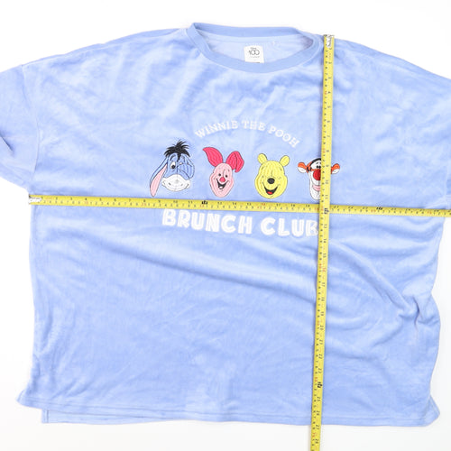 Disney Winnie the Pooh Brunch Club Blue Velour Sweatshirt Womens L Primark