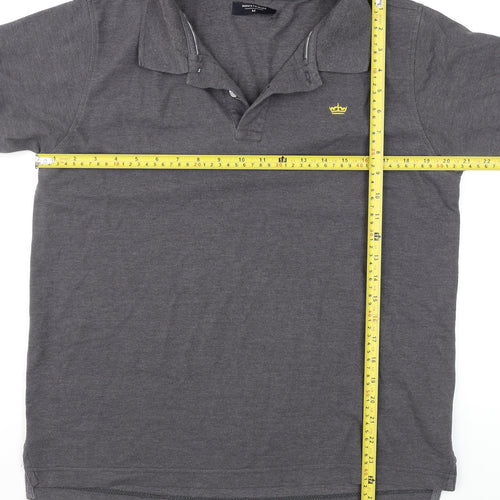 Industrialize Men's Grey Cotton Blend Short Sleeve Polo Shirt M