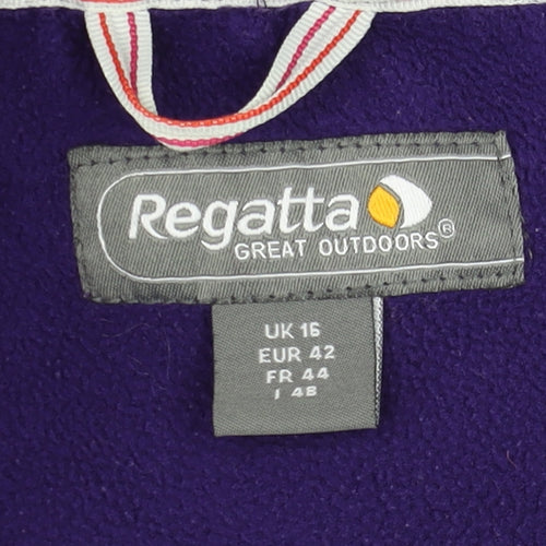 Regatta Women Purple Full Zip Fleece Sweatshirt UK 16 Outdoor Warm Layer
