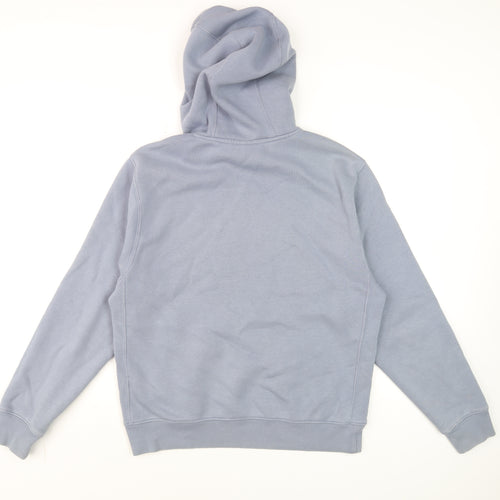 Nike Men Blue Pullover Hoodie S Fleece Logo Drawstring Regular Fit