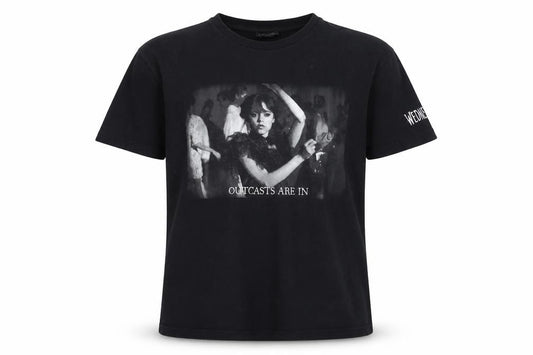 Wednesday Girls Black Graphic T-Shirt 10-11 Years Cotton Gothic Style