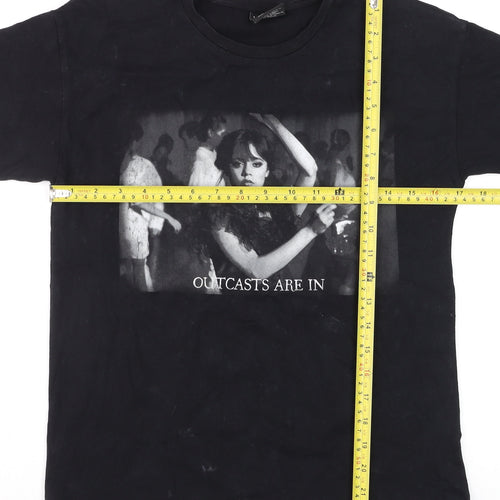 Wednesday Girls Black Graphic T-Shirt 10-11 Years Cotton Gothic Style