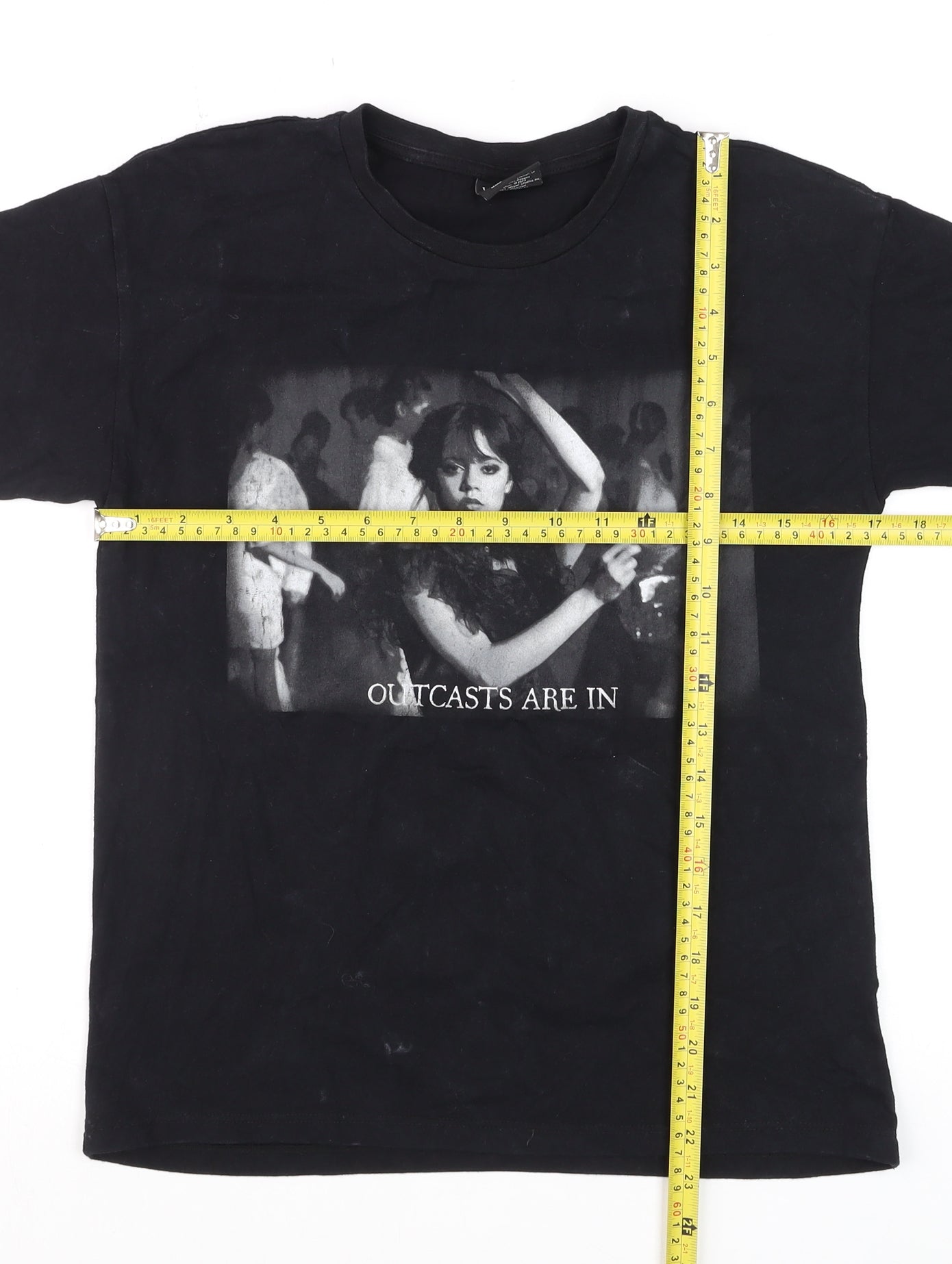 Wednesday Girls Black Graphic T-Shirt 10-11 Years Cotton Gothic Style