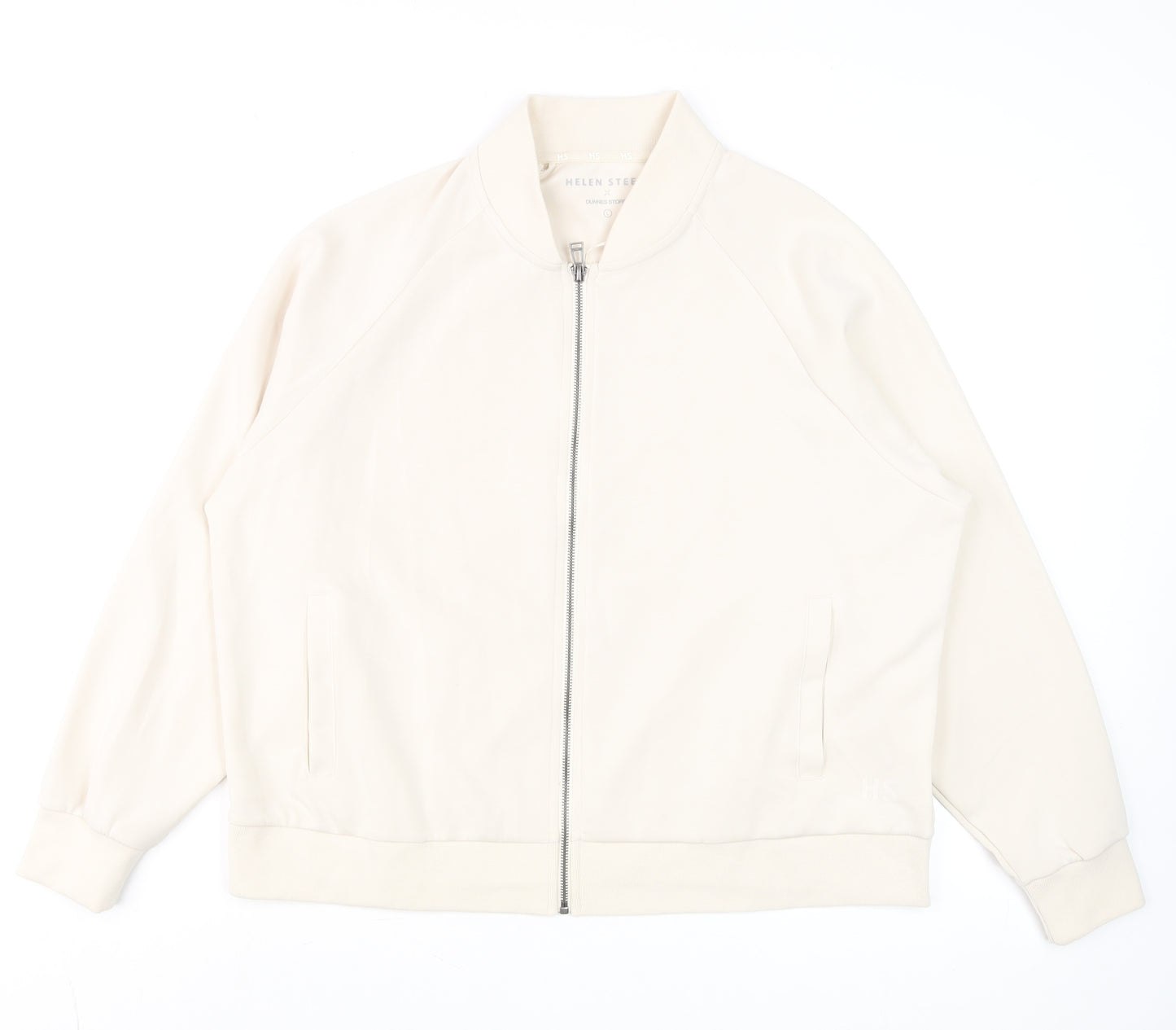 Helen Steele Women's Beige Bomber Jacket Size L Lightweight Casual Zip Up