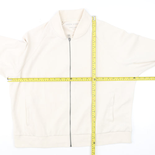 Helen Steele Women's Beige Bomber Jacket Size L Lightweight Casual Zip Up