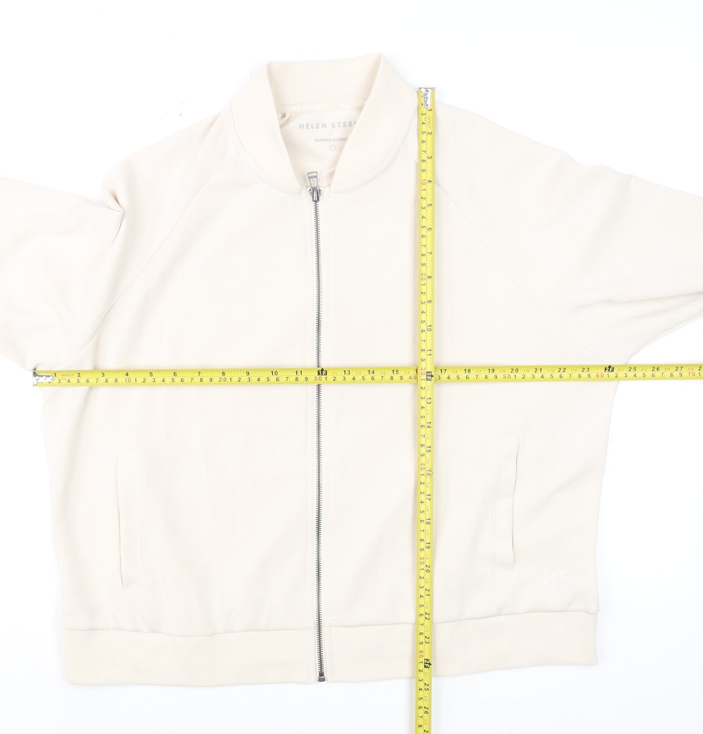 Helen Steele Women's Beige Bomber Jacket Size L Lightweight Casual Zip Up