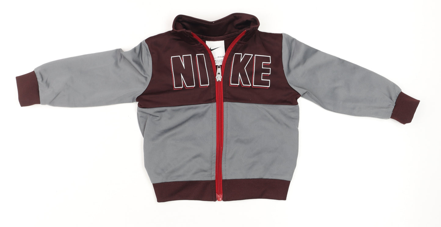 Nike Unisex Baby Grey Track Jacket 18 Months Colourblock Zip-Up