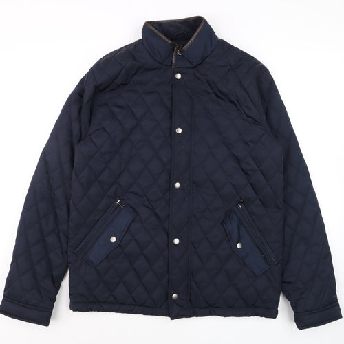 Dunnes Stores Men's Navy Quilted Mid-Length Polyester Jacket M