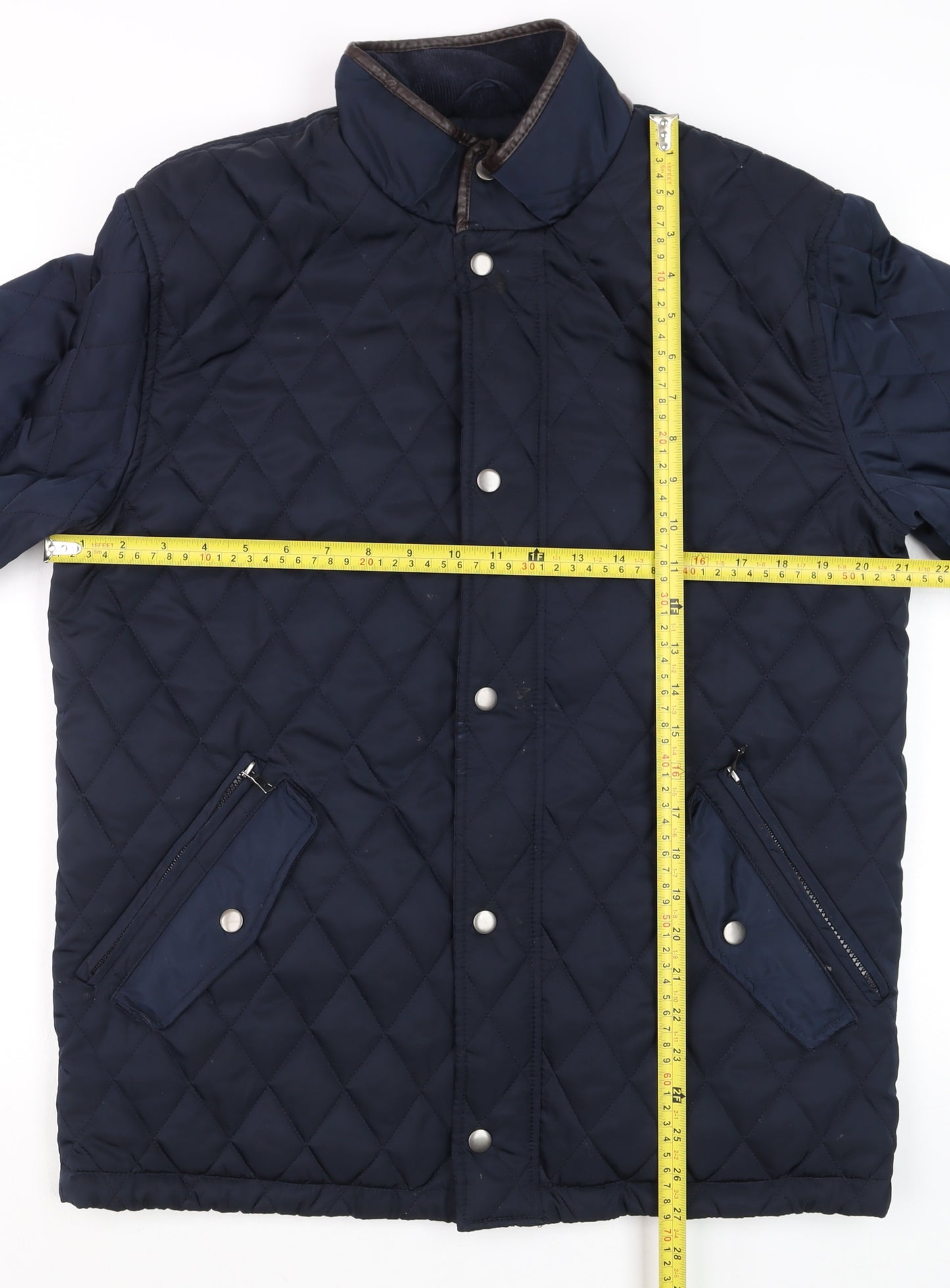 Dunnes Stores Men's Navy Quilted Mid-Length Polyester Jacket M