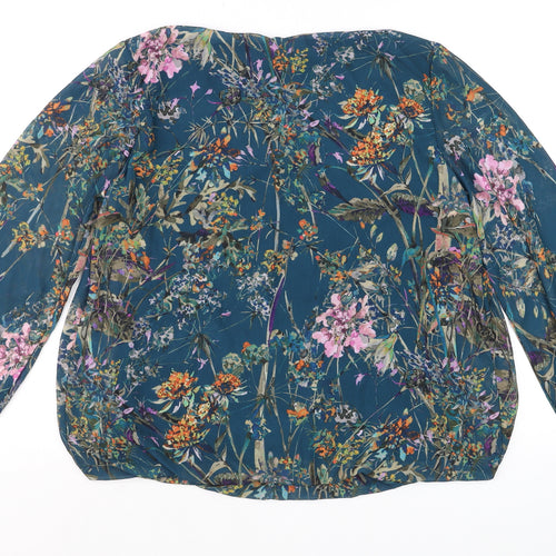 Pala D’Oro Women’s Blue Floral Tunic Blouse Size S Relaxed Fit