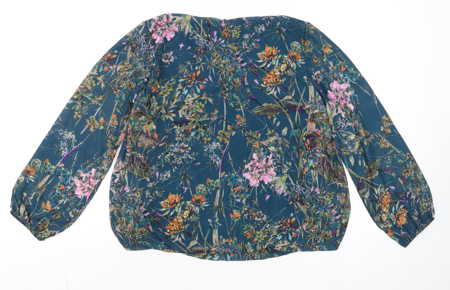 Pala D’Oro Women’s Blue Floral Tunic Blouse Size S Relaxed Fit