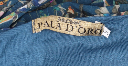 Pala D’Oro Women’s Blue Floral Tunic Blouse Size S Relaxed Fit
