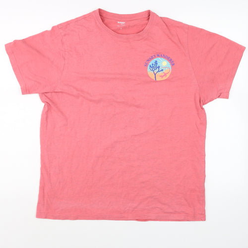 Dunnes Stores Men's Pink Sunset Wanderer Regular Fit Cotton T-Shirt M
