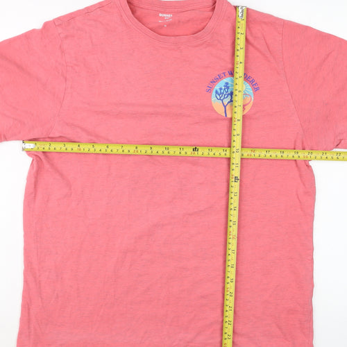Dunnes Stores Men's Pink Sunset Wanderer Regular Fit Cotton T-Shirt M