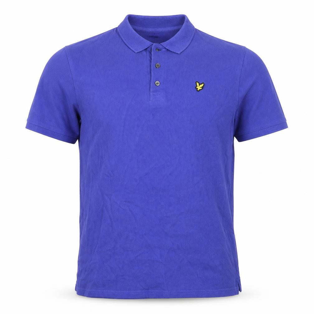 Front view of Lyle & Scott Junior Blue Cotton Polo Shirt 14 Years Regular Fit