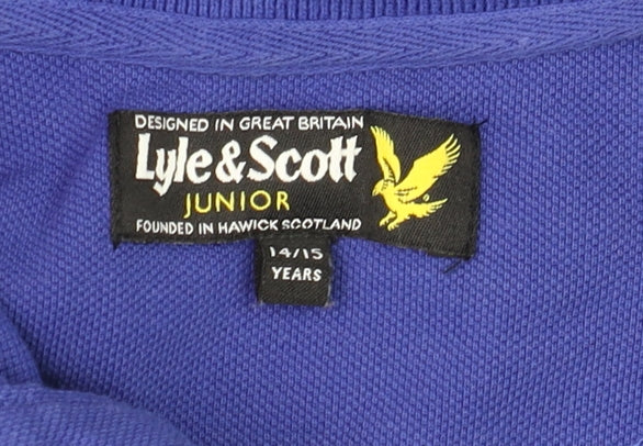 Lyle & Scott Junior Blue Cotton Polo Shirt 14 Years Regular Fit