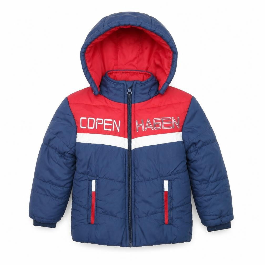 Fort Collins Boys Blue & Red Hooded Puffer Jacket 2-3 Years Winter Coat