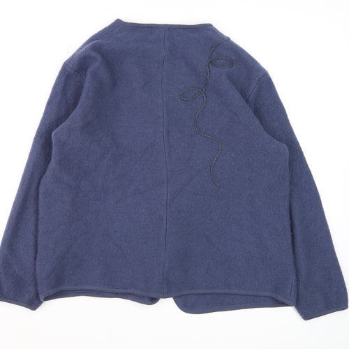 Castle of Ireland Women Blue Wool Full Zip V-Neck Cardigan L