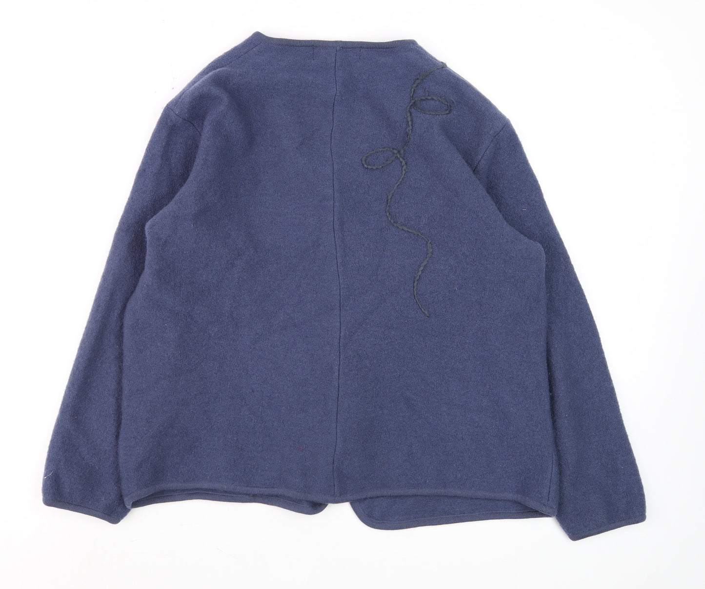 Castle of Ireland Women Blue Wool Full Zip V-Neck Cardigan L