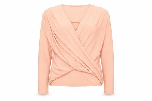 Front view of Vero Moda Women’s Pink Wrap V-Neck Long Sleeve Jumper, size S