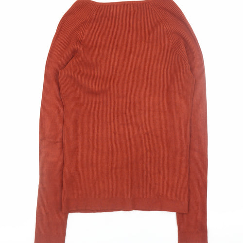 Primark Women’s Brown V-Neck Ribbed Long Sleeve Pullover Jumper M