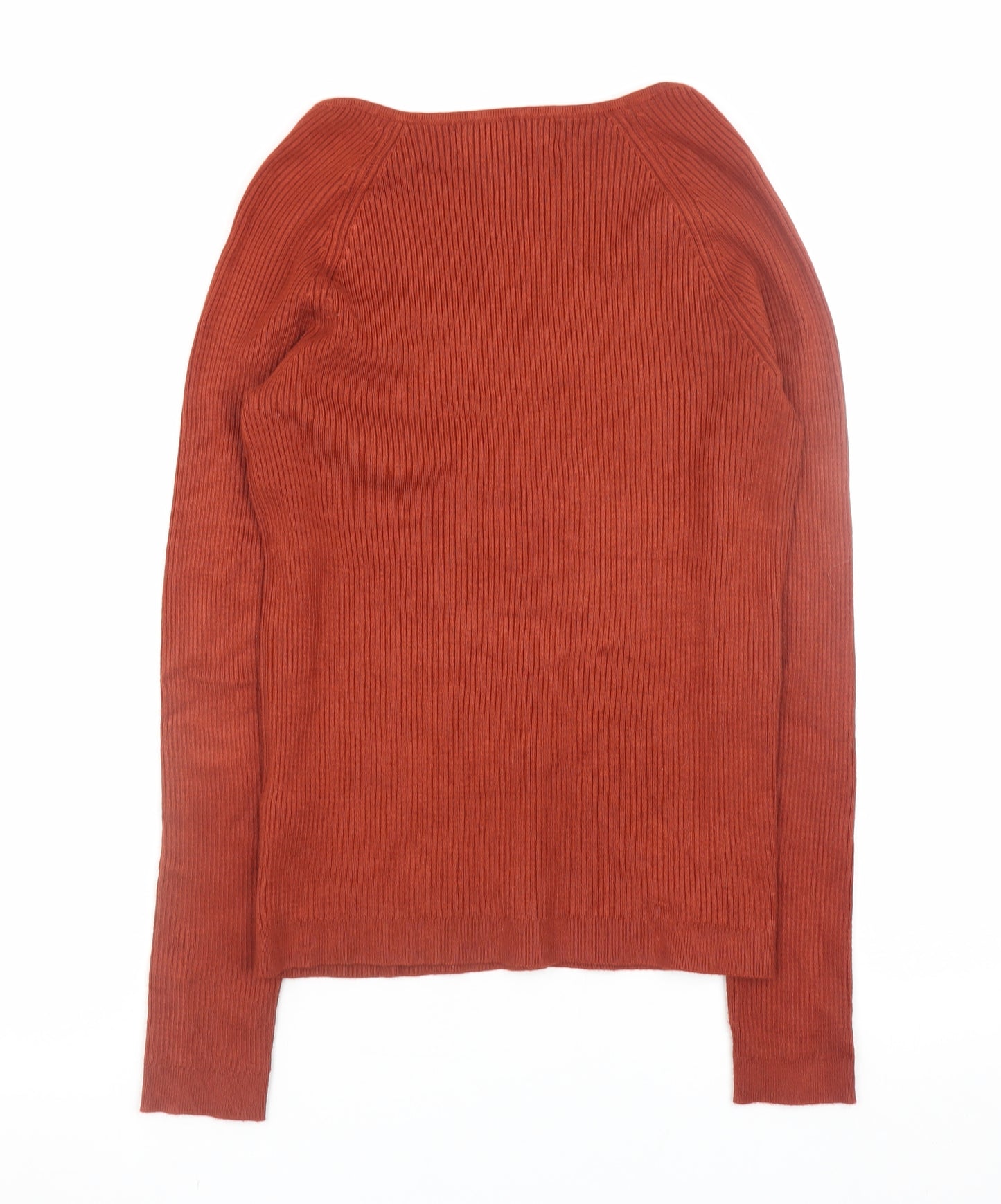 Primark Women’s Brown V-Neck Ribbed Long Sleeve Pullover Jumper M