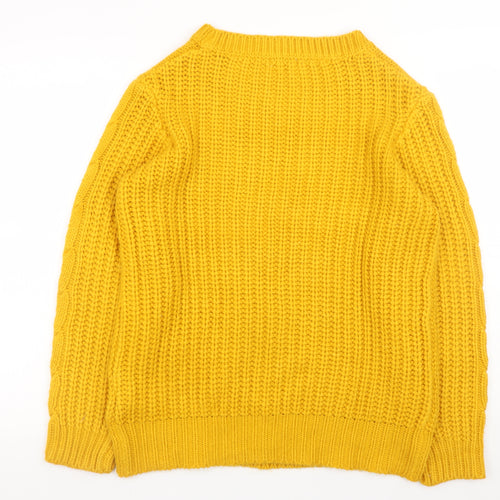 Damart Women’s Yellow Chunky Knit Acrylic Jumper M 14/16 Crew Neck