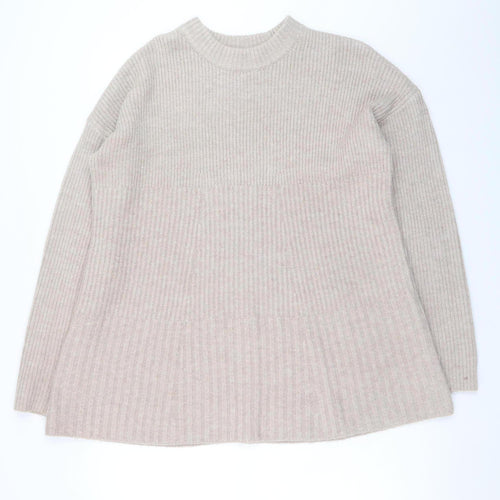 Very Women Beige Size 12 Jumper Dress Long Sleeve Knitwear