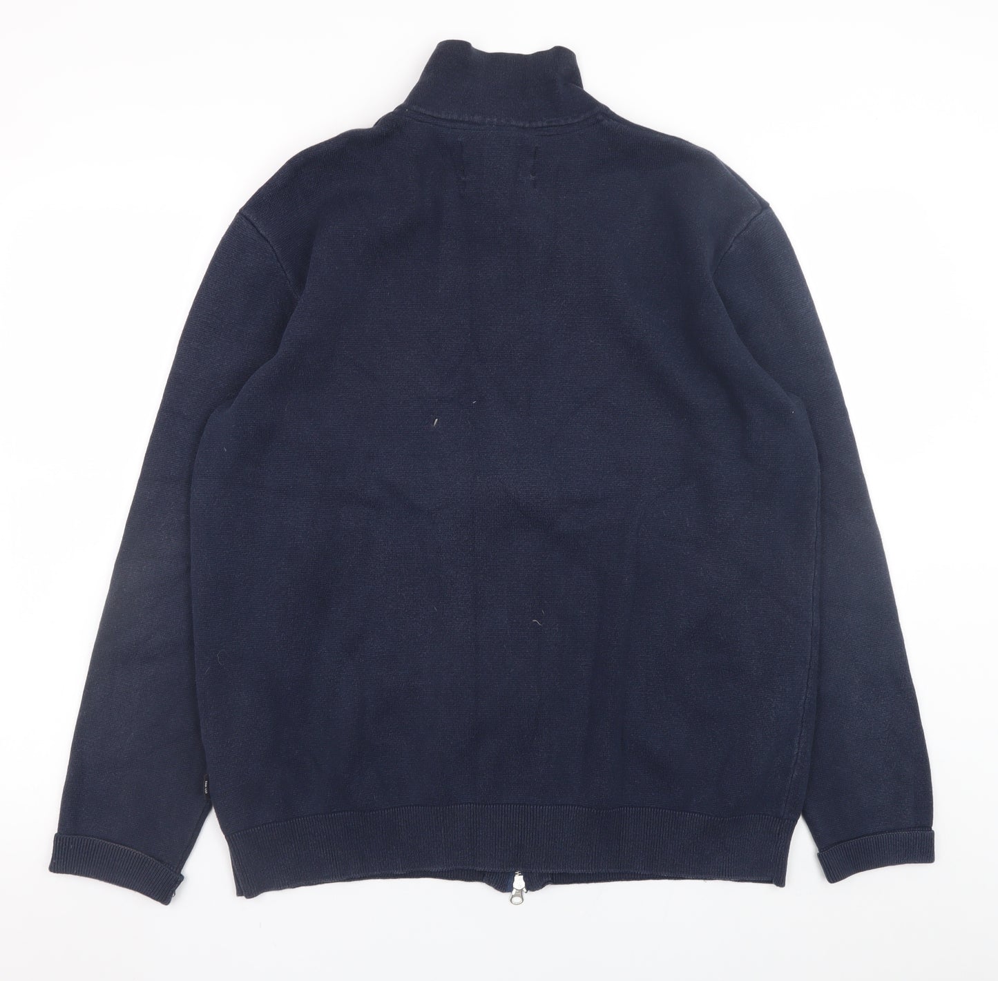 INDICODE Men’s Blue Full Zip Cotton Knit Jumper XL High Neck