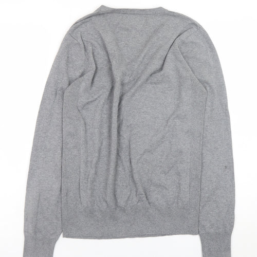Next Men Grey V-Neck Cotton Cashmere Jumper Size S
