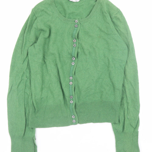 EAST Womens Green Lambswool Blend Button Cardigan Size 10