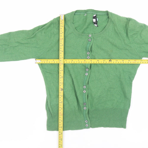 EAST Womens Green Lambswool Blend Button Cardigan Size 10