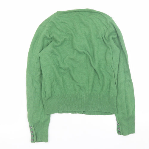 EAST Womens Green Lambswool Blend Button Cardigan Size 10