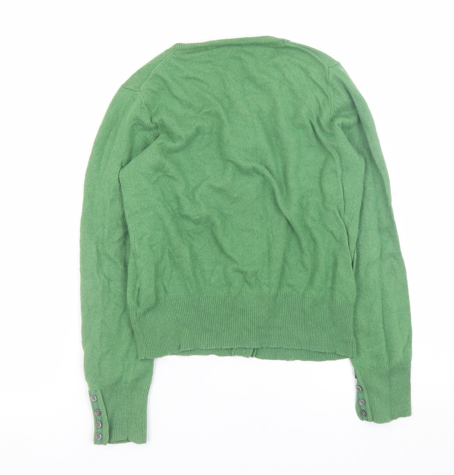 EAST Womens Green Lambswool Blend Button Cardigan Size 10