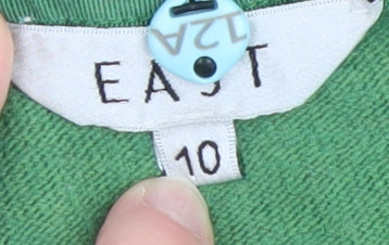 EAST Womens Green Lambswool Blend Button Cardigan Size 10