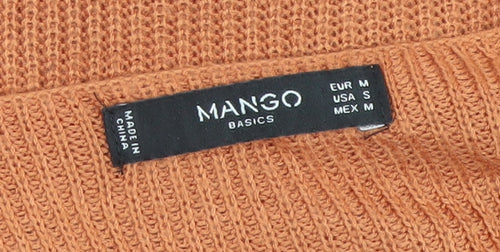 Mango Women Orange Cotton Boat Neck 3/4 Sleeve Pullover Jumper Size 12