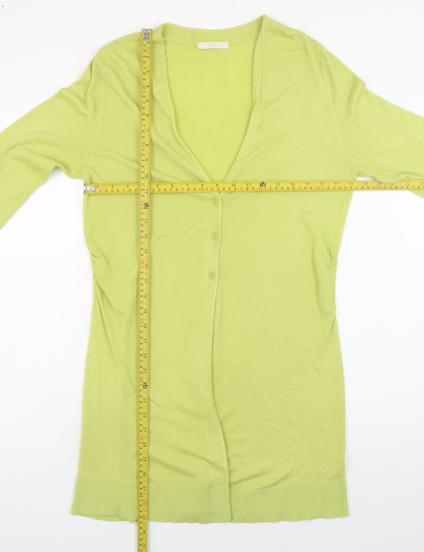 Marks and Spencer Womens Green V-Neck Long Sleeve Cardigan UK 14
