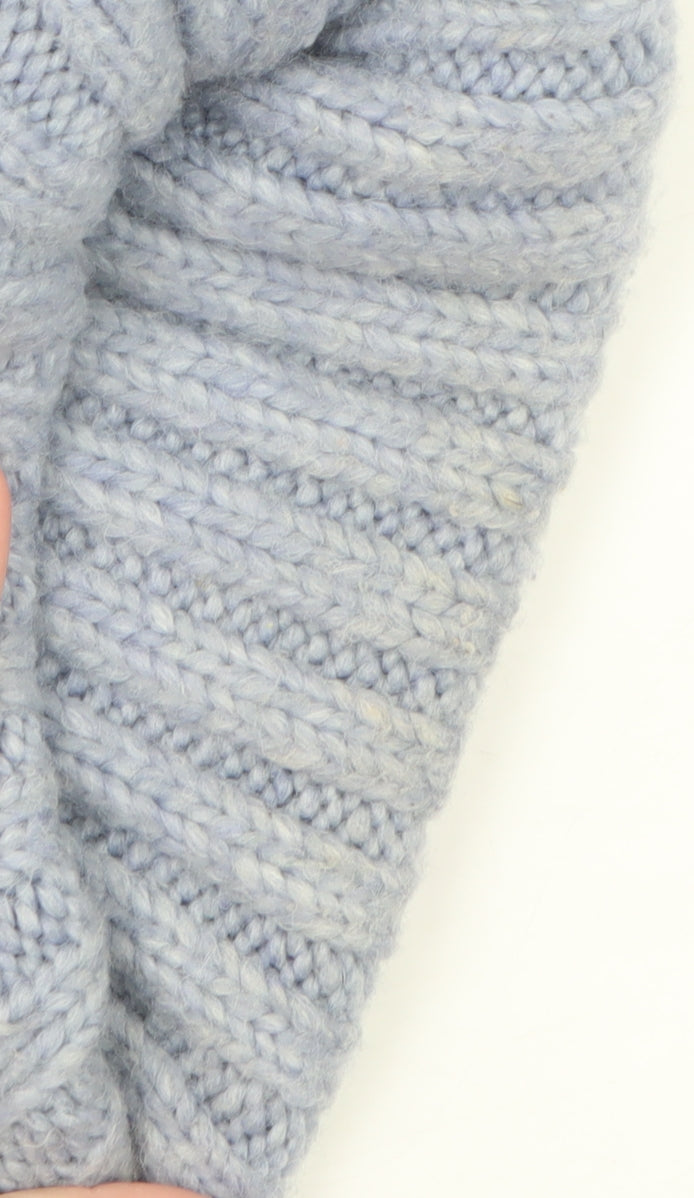 Tu Women Blue Cable-Knit Roll Neck Chunky Jumper Size S