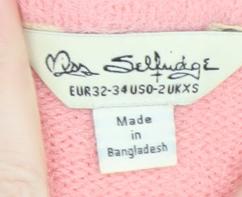 Miss Selfridge Women's Pink V-Neck Cropped Knit Cardigan 2XS