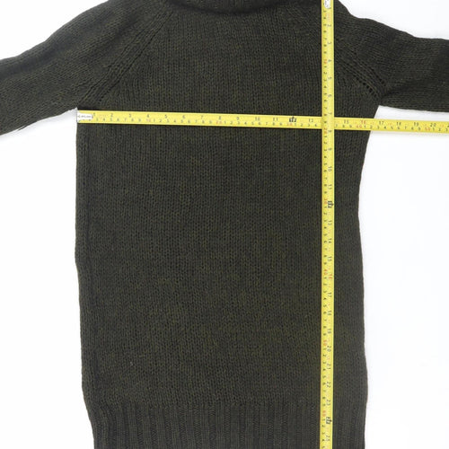 Zara Women Green Mohair Blend Roll Neck Jumper Dress Size 12