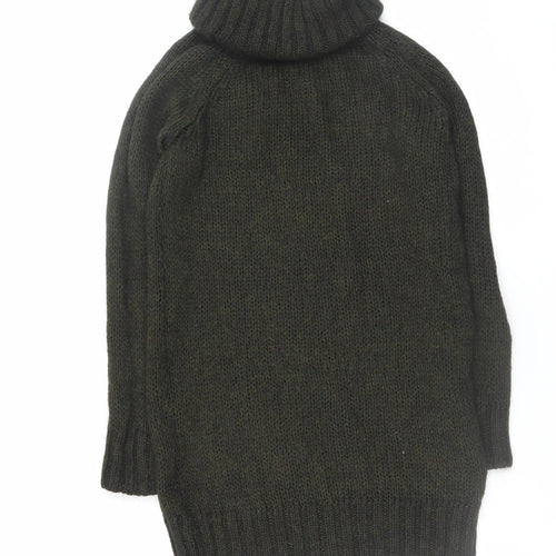 Zara Women Green Mohair Blend Roll Neck Jumper Dress Size 12