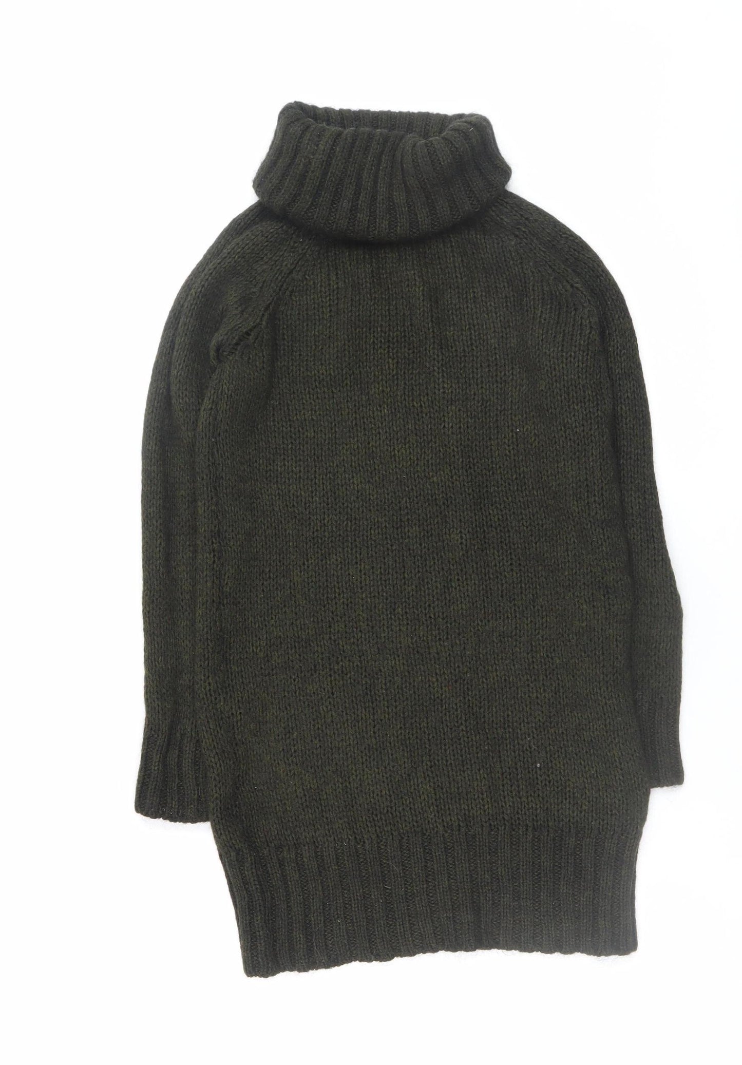 Zara Women Green Mohair Blend Roll Neck Jumper Dress Size 12