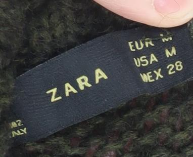 Zara Women Green Mohair Blend Roll Neck Jumper Dress Size 12
