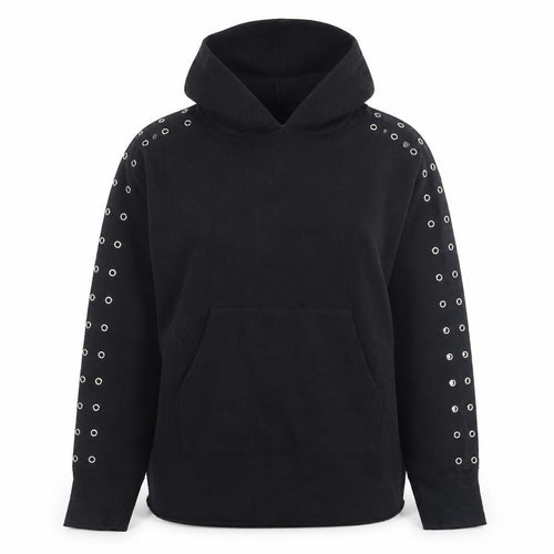 Zara Women Black Eyelet Hooded Knit Jumper Size S